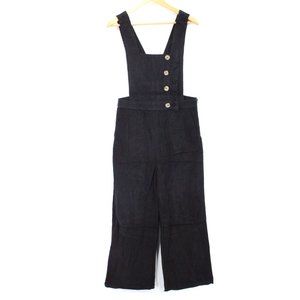 Böhme Corduroy Overall Women's Casual Black Jumpsuit Buttons Front Sz Small NWT